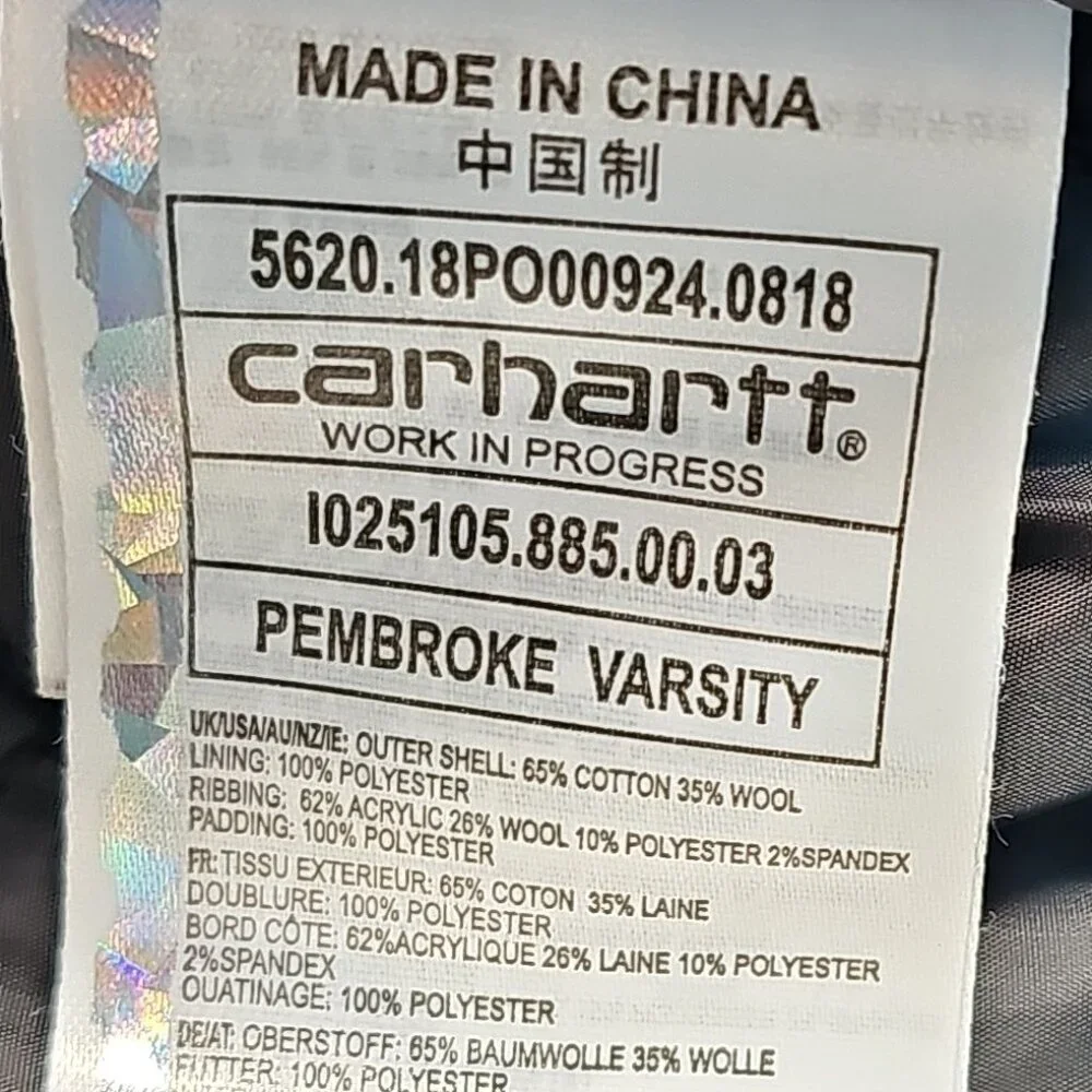 ✨ Carhartt WIP Pembroke Varsity Jacket – Embroidered Wool Letterman – Size XL ✨ - Picture 8 of 11